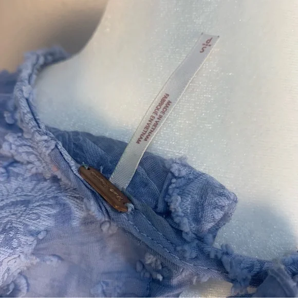 Free People Callie Balloon Sleeve Open Back Textured Blouse - Picture 16 of 16